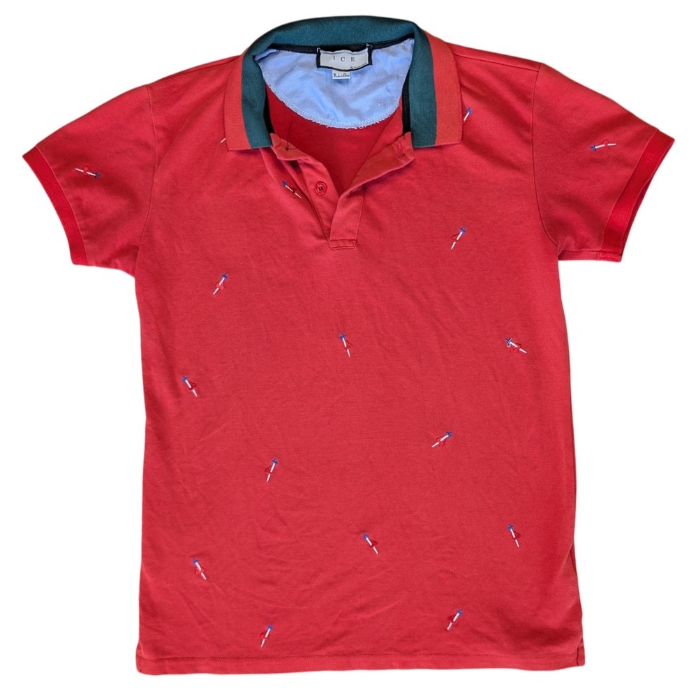 Ice Small Red Men's polo Short Sleeve Heart Dagger Pattern Embroidery